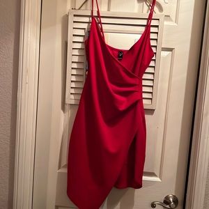 Red high low Windsor mini dress.